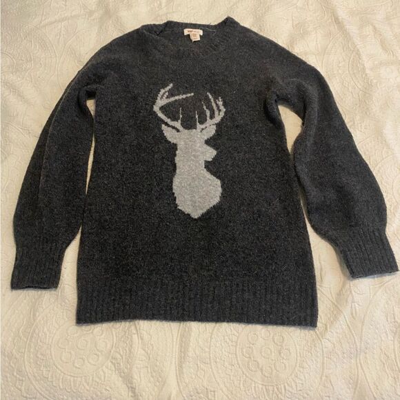Yes Lola Anthropologie Medium Alpaca Blend Reindeer Balloon Sleeve Tunic Sweater - Picture 1 of 7